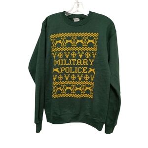 Hanes Green Crewneck Festive Sweatshirt - Military Police - Sz S